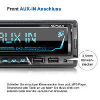 XOMAX XM-R282 FM RDS Bluetooth Hands- USB SD MP3 ID3 2nd USB Port with Charging Function AUX-IN 1 DIN